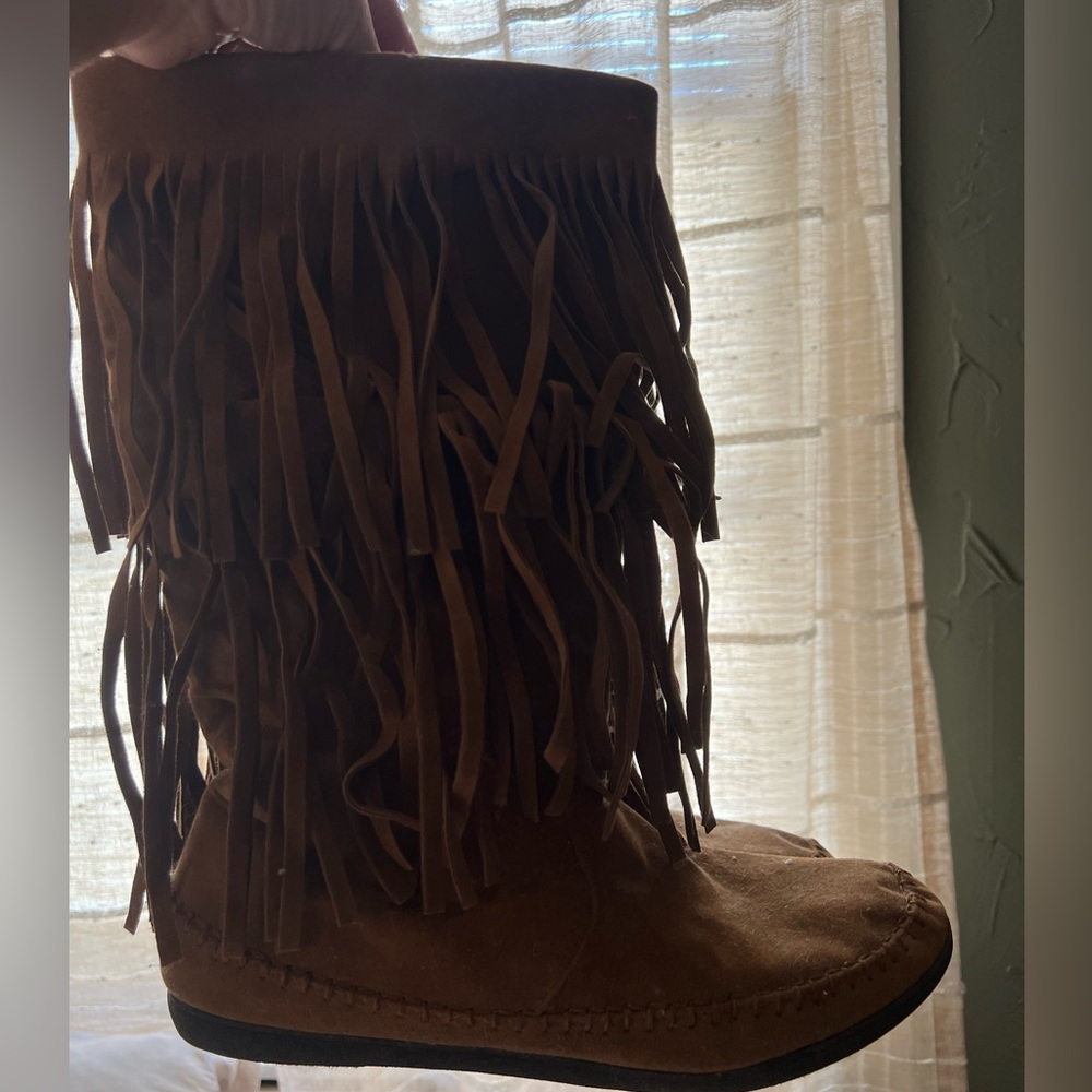 Rampage Chrisalee fringe moccasin boots
